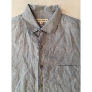 Pronto Uomo Men's Shirt Size XL 100% Linen Blue Button Front Short Sleeve Casual